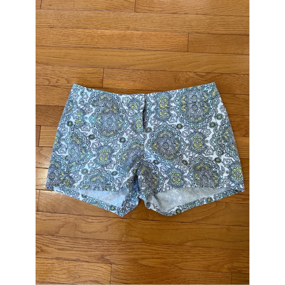 J Crew Blue, Yellow & White Paisley Chino Shorts